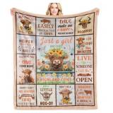 Size 60 x 50 In Highland Cow Blanket Decor, Cow Pr
