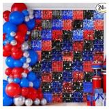 Bupelo Red Black, and Blue Shimmer Wall Backdrop,