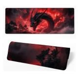 Lot of 2 Desk Mats, Red Black Dragon Desk Pad for
