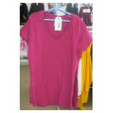 GILDAN VNECK LADIES SHIRTS RASPBERRY