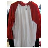 RUSSELL 3/4 SLEEVE SHIRTS WHITE WITH RED