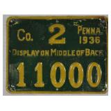 1936 Allegheny County #2 Pennsylvania metal