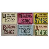Lot of 6 cardboard Pennsylvania hunting licenses,