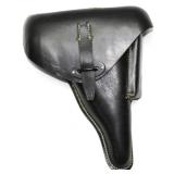 Unsigned P-38 stamped black leather holster