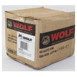 500 rd. case of Wolf .45 auto FMJ 230 gr. steel