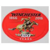 Oval Winchester rider on horse 150 Years tin sign,