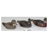 (3) wood carved decoy wood duck (2) W.H. Cranmer