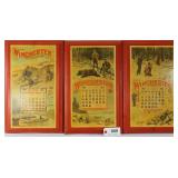 Set of 3 Winchester calendars mounted on