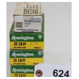 (4) total boxes .38 S&W, 2 full, 2 partial boxes,