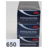 (3) boxes CCI primers 500 small pistol, 3 times