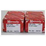 (2) boxed Hornady Vmax .22 cal. .224" 55 gr.,