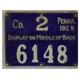 1928 Allegheny County #2 Pennsylvania metal