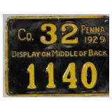 1929 Indiana County #32 Pennsylvania metal
