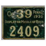 1930 Lehigh County #39 Pennsylvania metal