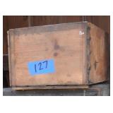wooden box, license plates