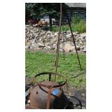 cast iron base, tripod & kettle