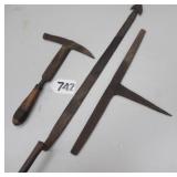 slate tools, hammer, ripper & brace, signed Diehl