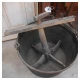 copper apple butter kettle with stirrer