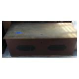 blanket chest in red paint