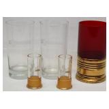 2 Federal Ammo glasses, red & gilt shotshell