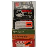 (4) boxes .45 ACP primed brass cases,