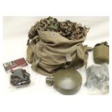canvas field pack, 2 canteens, water bladder &