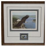 1982 "Raptor Fund" Bald Eagle Stamp & print by