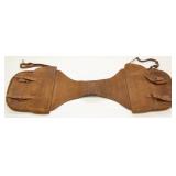 pair of suede leather saddle bags