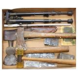 flat lot bipod, small axe, hatchet, 3 magazines