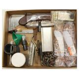 flat lot asstd .30 cal. bullets, folding saw, case