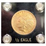 $10.00 Indian Head 1914 Gold coin in display case