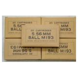 (5) boxes 5.56mm Ball M193 by PMC, sold per box