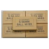 (5) boxes 5.56mm Ball M193 by PMC, sold per box