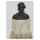 WW2 German soldier bust in 1935 German helmet