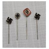 (4) Swatiska stick pins