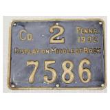 1932 PA metal hunting license Co. 2