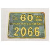 1936 PA metal hunting license Co. 60