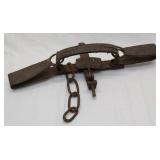 large toothed spring jaw hand forged bear trap,