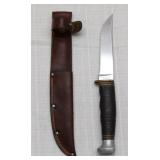 KA-BAR 4" fixed blade hunting knife with leather