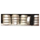 (17) aluminum proofing pans, 8" diameter