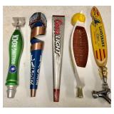 (5) assorted tap handles Landshark, Leinenkugel,