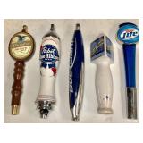 (5) assorted tap handles Blue Moon, PBR, Miller