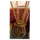 Pair of oak round back swivel bar stools