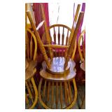 Pair of oak round back swivel bar stools