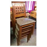 set of 4 GAR stacking upholstered seat wood framed