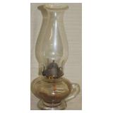 glass finger loop kero oil lamp 12" high