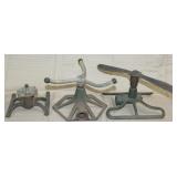 3 lawn sprinklers all cast iron bases, smallest is