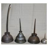 4 oil cans, 1 stamped Ford small dent in base