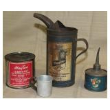 4 Maytag containers, mixing can w/spout, round