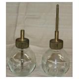 2 Lunkenheimer glass oilers, 2.5" dia.